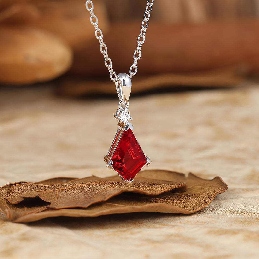 Dainty Kite Cut Emerald Necklace Pendant Emerald Jewelry Birthday Gift