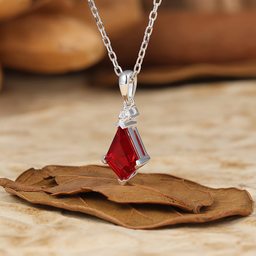 Dainty Kite Cut Emerald Necklace Pendant Emerald Jewelry Birthday Gift