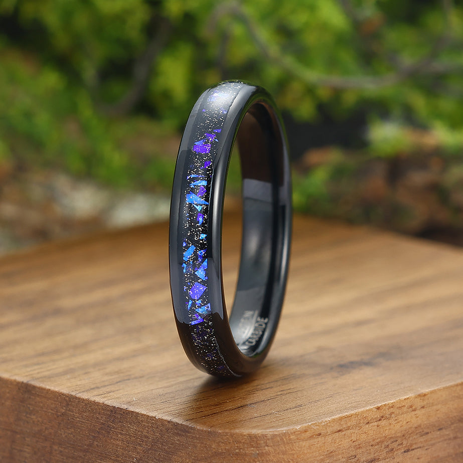 Orion Nebula His and Hers Couple Rings Tungsten Wedding Ring Black