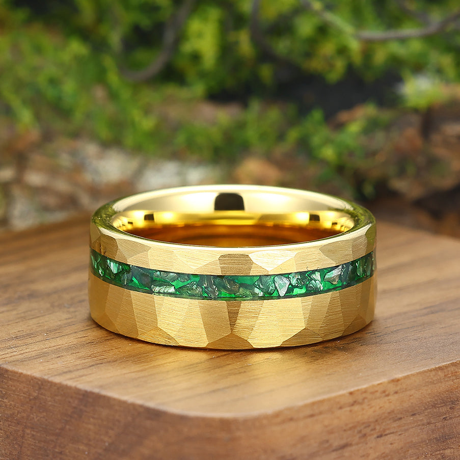 Wedding Band Mens Real Emerald Rings Men's Channel Set Emerald