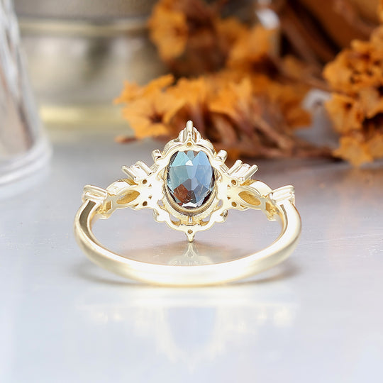 Antique Filigree Oval Cut Alexandrite Engagement Ring Prongs Anniversary Alexandrite Ring For Her