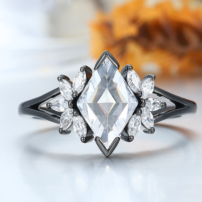 Art Deco 2 CT Moissanite Petal Engagement Ring Women Fine Ring -  Esdomera.com