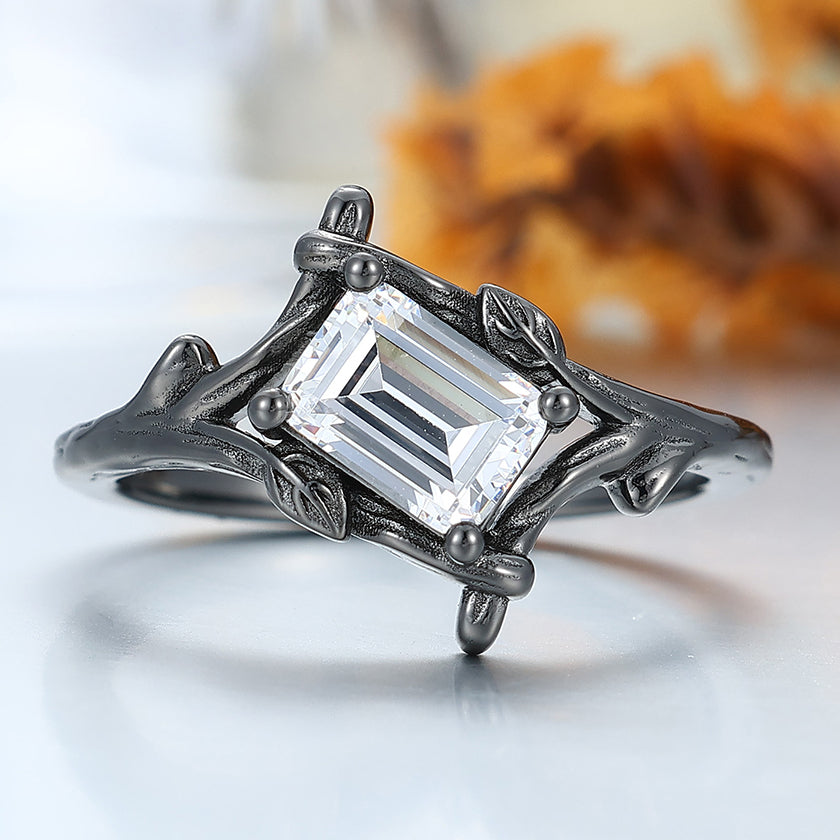 Unique Emerald Cut Branch Moissanite Engagement Ring Women Wedding Ring -  Esdomera.com