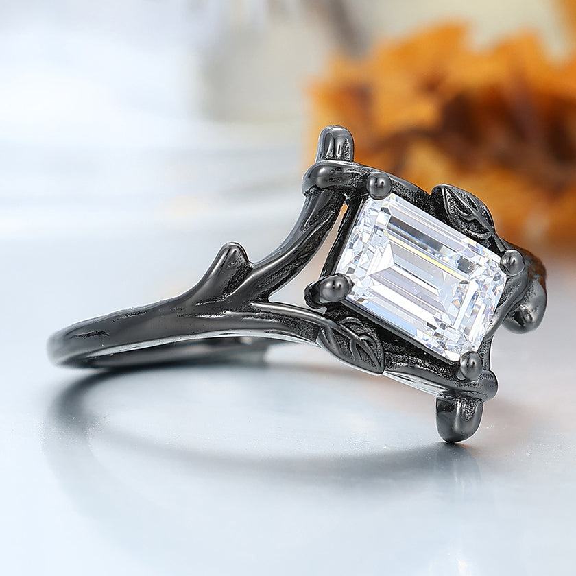 Unique Emerald Cut Branch Moissanite Engagement Ring Women Wedding Ring -  Esdomera.com