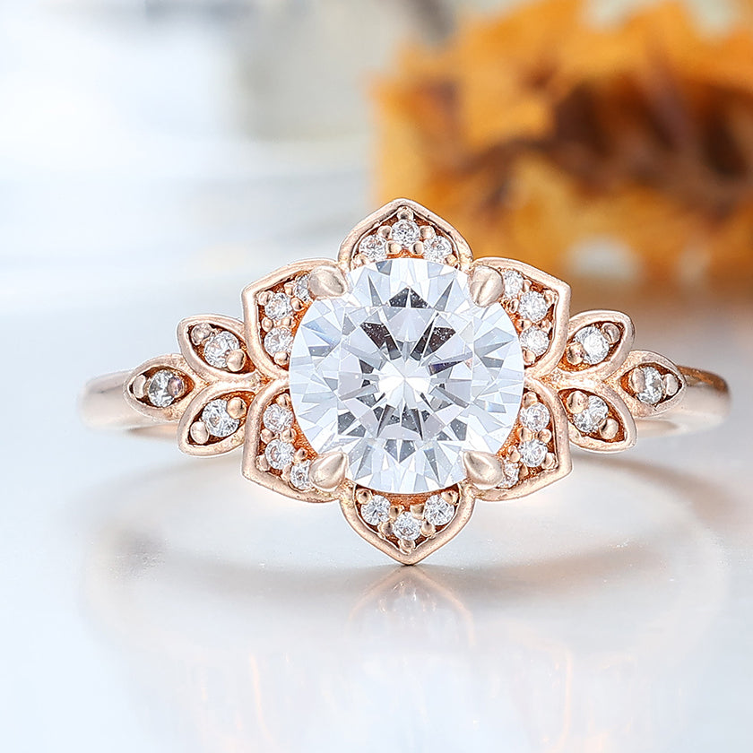 Artsy Cluster Round Moissanite Engagement Ring Unique Promise Anniversary Bridal Ring -  Esdomera.com