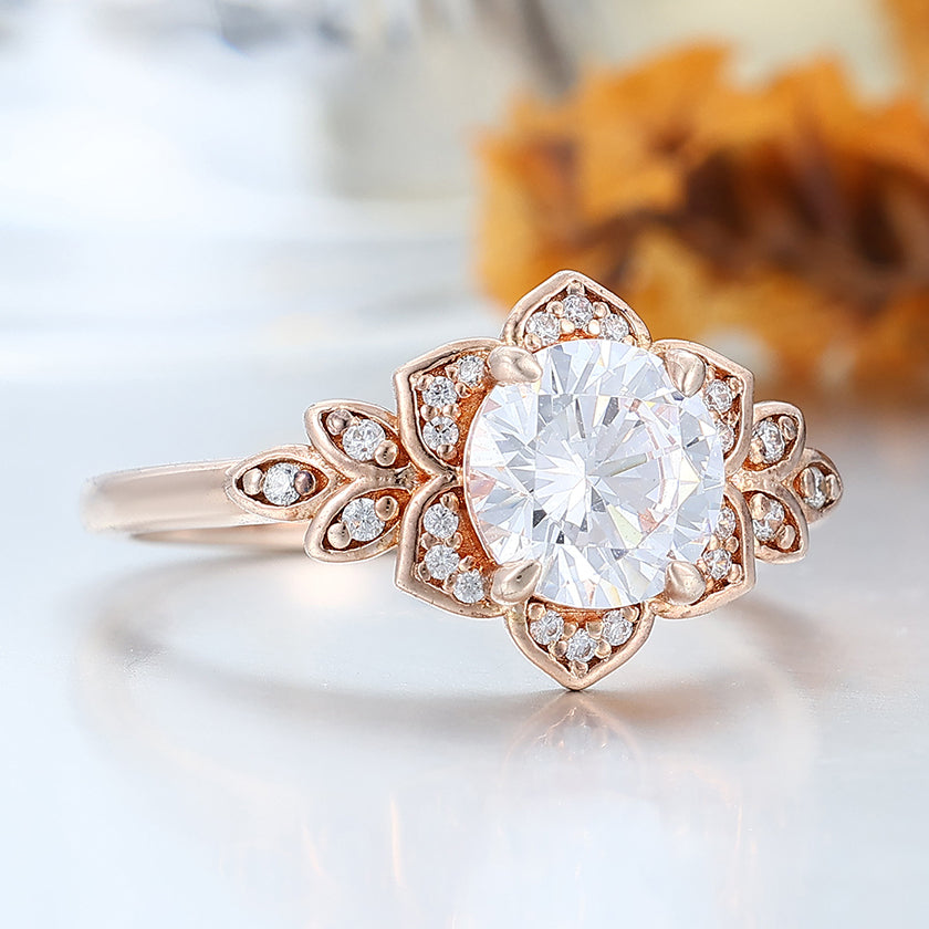 Artsy Cluster Round Moissanite Engagement Ring Unique Promise Anniversary Bridal Ring -  Esdomera.com