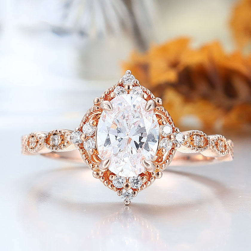 Vintag Oval Cut Moissanite Milgrained Wedding Ring Promise Bridal Ring -  Esdomera.com