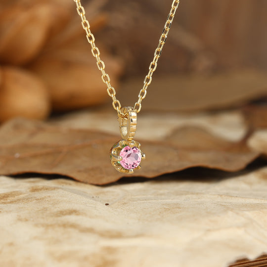 Romantica Collana con Pendente in Morganite Rosa 14K Oro Massiccio per Donna