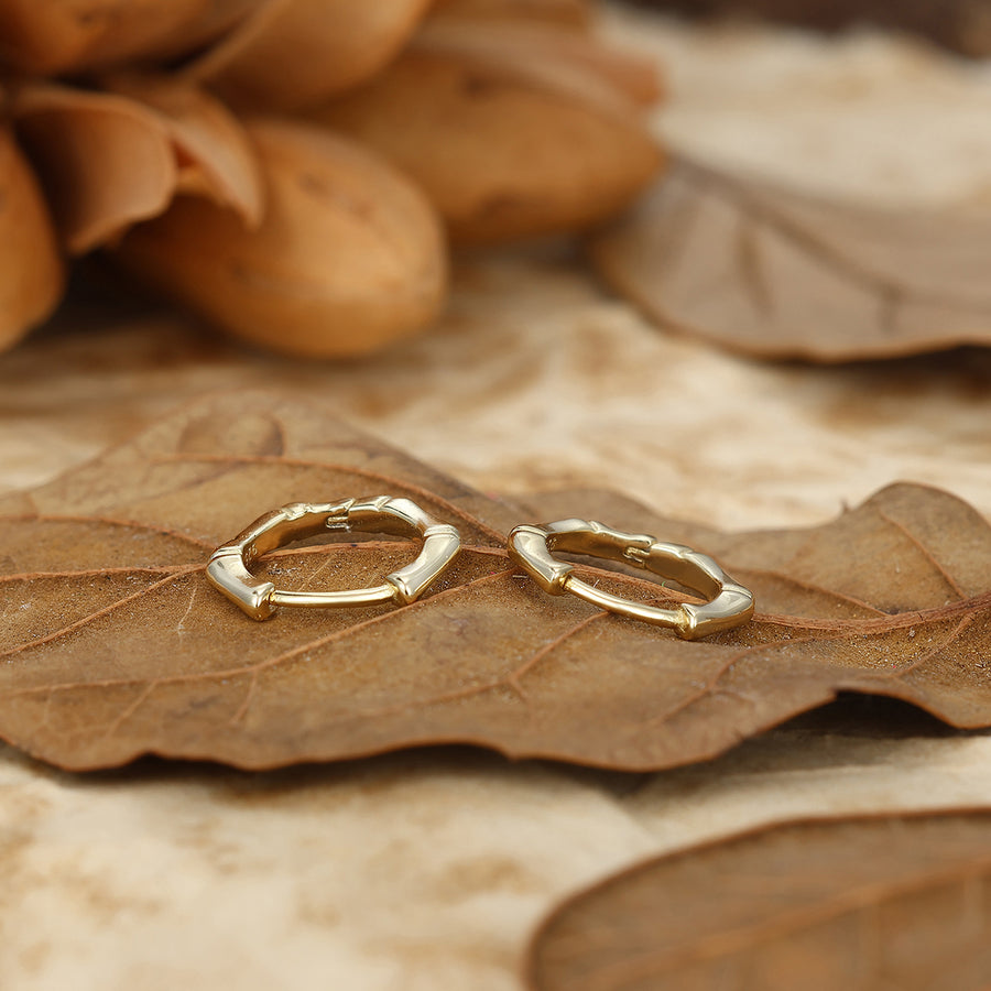 Tiny Bamboo Design Hoop Earrings Women Ear Studs Set Bridesmaid Gift