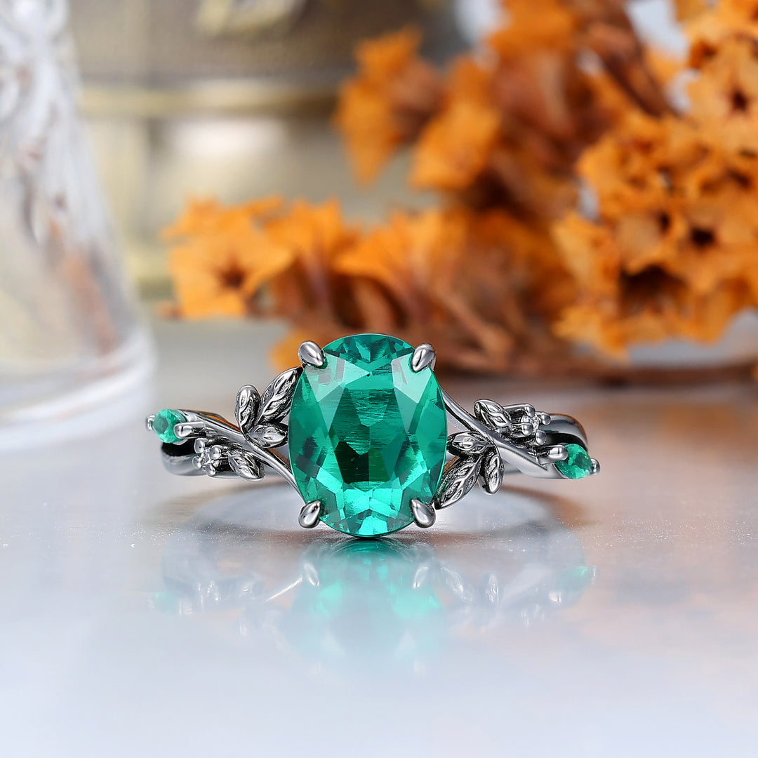 Black Gold Emerald Couples Ring Set And Peacock Opal Tungsten Matching Ring His and Hers Wedding Ring Set -  Esdomera.com