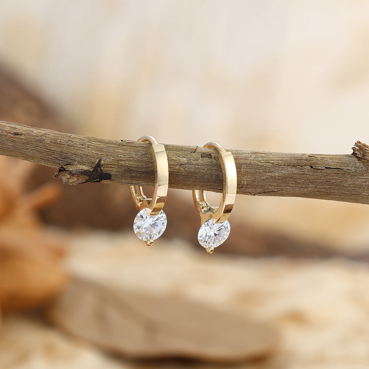 Solitaire Round Shape Moissanite Hoop Earrings Minimalist Jewelry For Women -  Esdomera.com