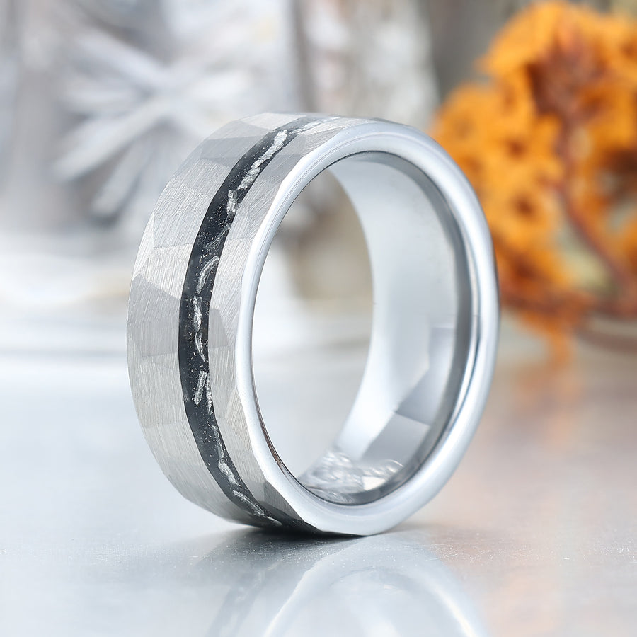 Tungsten Meteorite Unisex Ring Men's Tungsten Band Meteorite Ring for Men