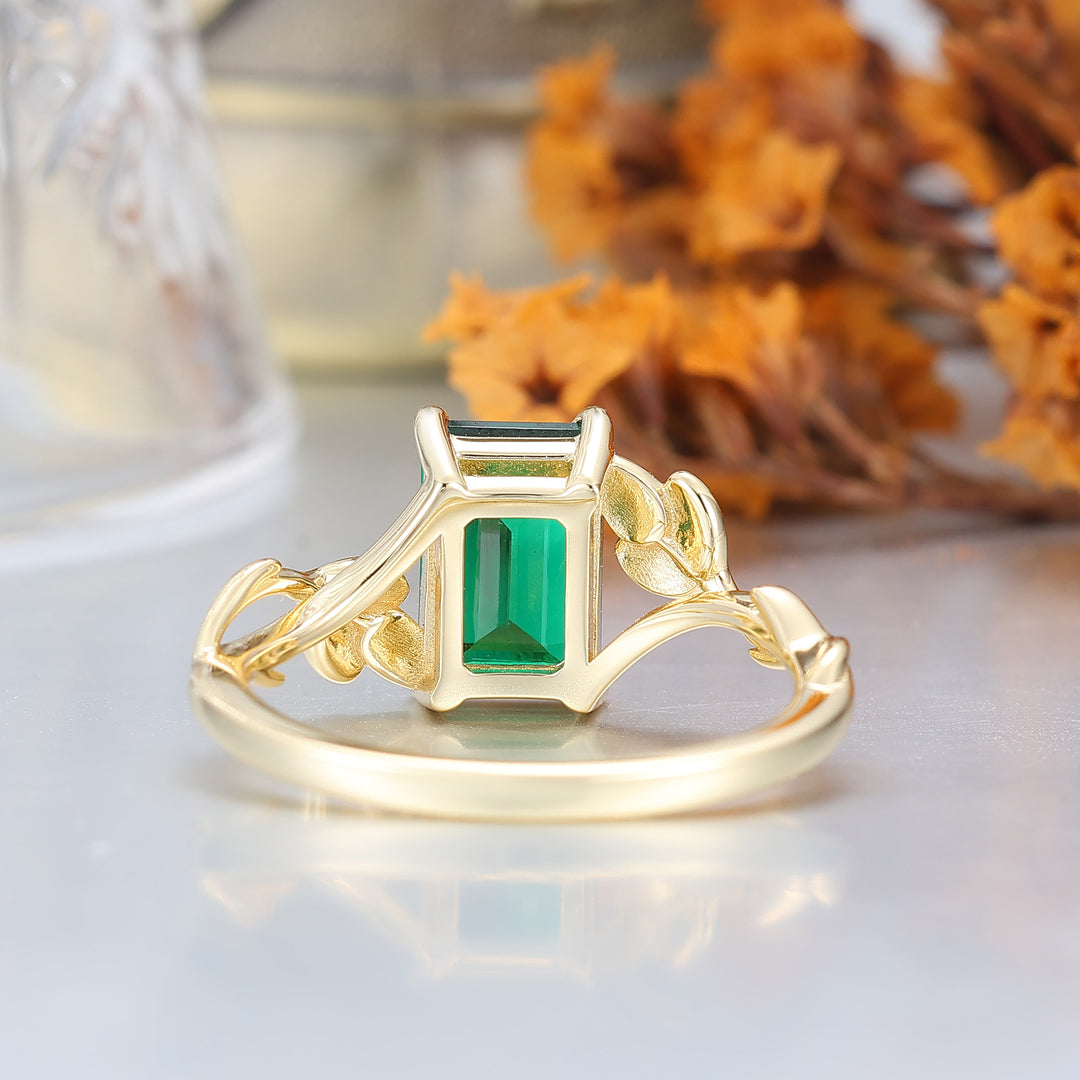 Bague de promesse unique en émeraude taille émeraude vintage 2,5 carats en or massif 14 carats