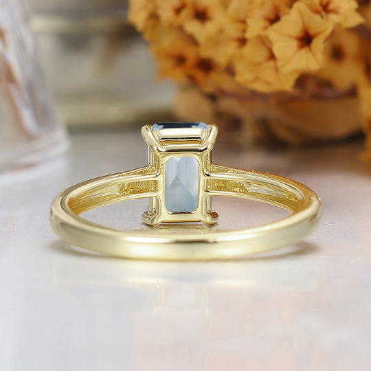 Barok geslepen smaragd geslepen aquamarijn gegraveerde trouwring unieke geboortesteen voor maart damesring