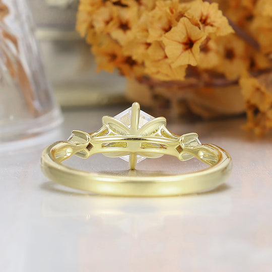 Minimalist Hexagon Cut Moissanite Anniversary Bridal Ring Yellow Gold Engagement Ring