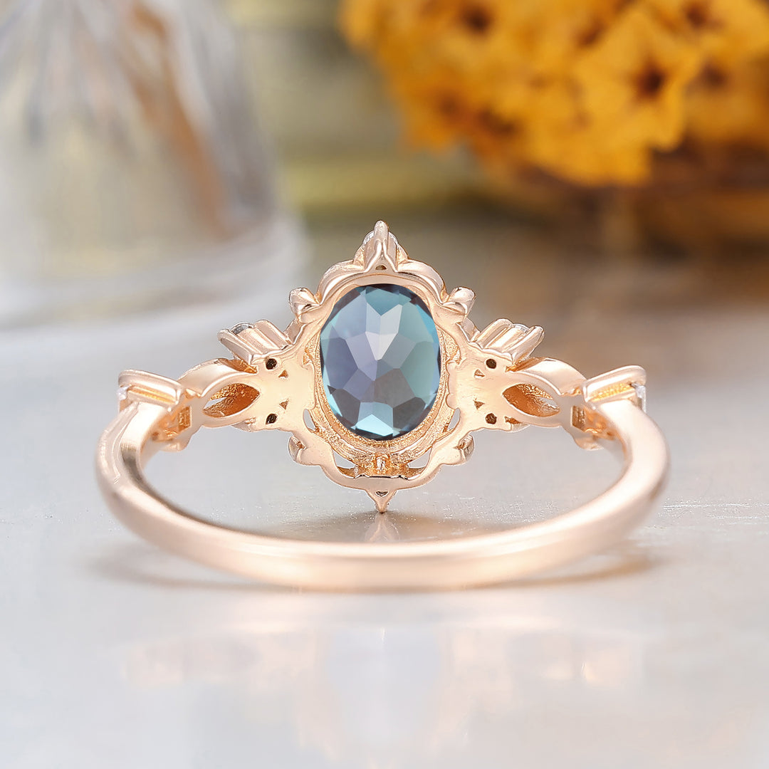 Antique Filigree Oval Cut Alexandrite Engagement Ring Prongs Anniversary Alexandrite Ring For Her