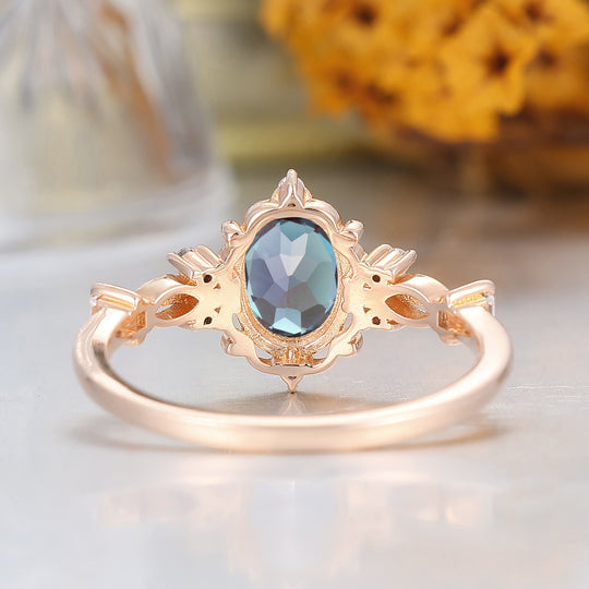 Antique Filigree Oval Cut Alexandrite Engagement Ring Prongs Anniversary Alexandrite Ring For Her