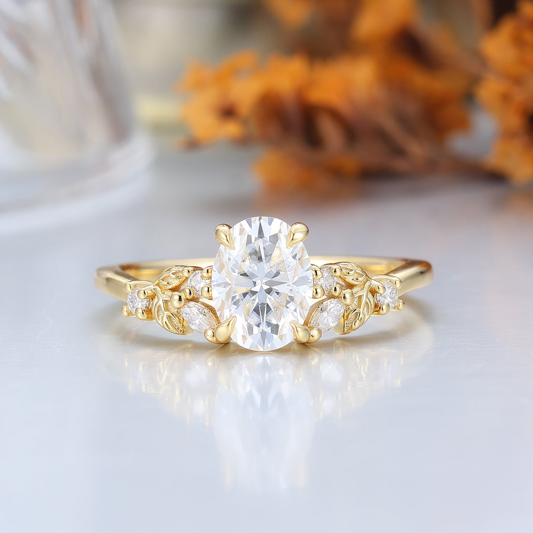 Dainty Moissanite Engagement Leaf Couples Ring Set 925 Sterling Silver And Tungsten Matching Ring -  Esdomera.com