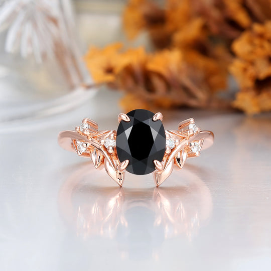 Anelli di Fidanzamento Coppia con Lama in Onice Nero Art Deco Anelli di Promessa Martellati in Tungsteno per Matrimonio Uomo e Donna