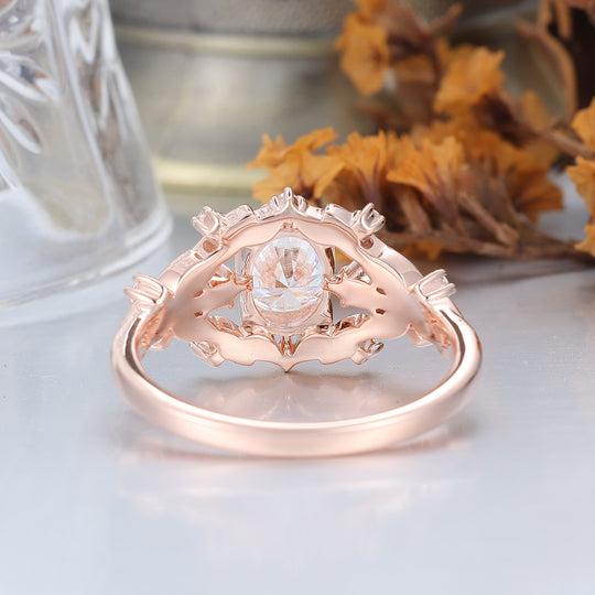 Leaf Design 1.5CT Oval Moissanite Women Ring Split Shank Wedding Ring -  Esdomera.com