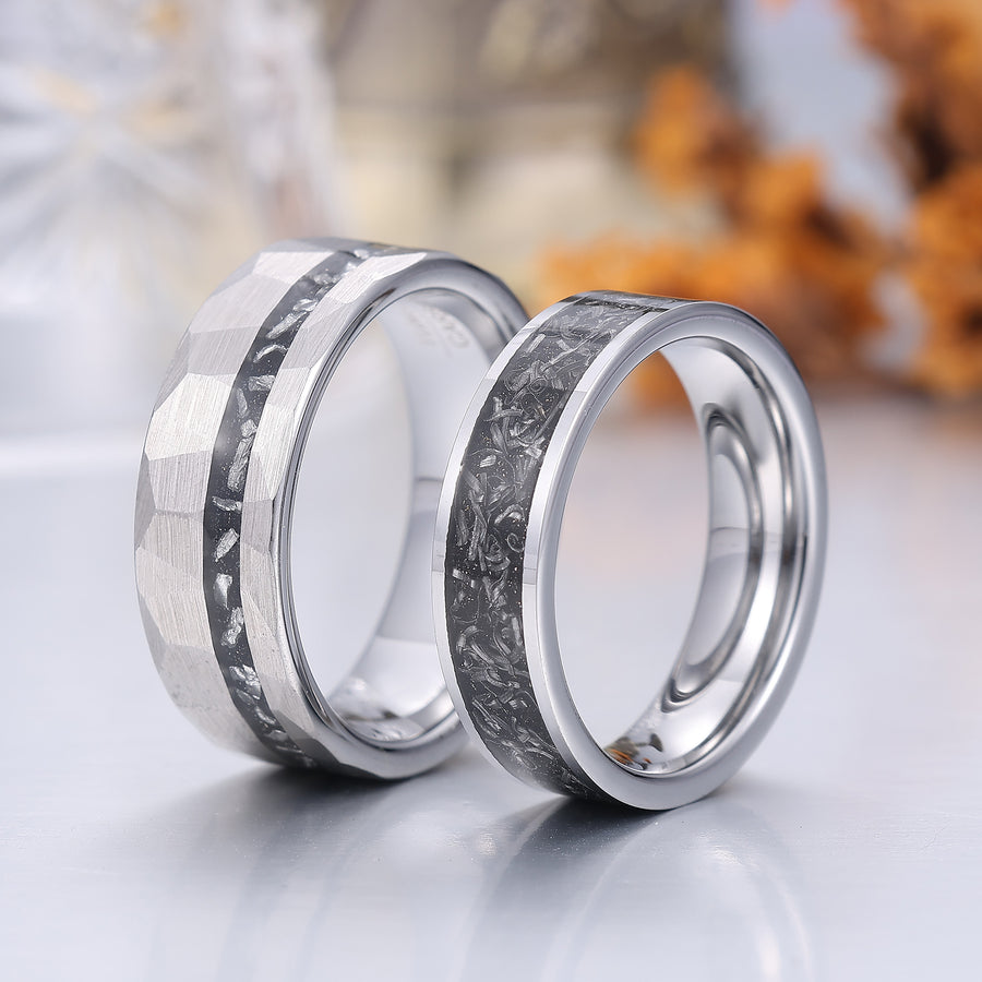 Minimalist Meteorite Tungsten Couple Rings 6mm 8mm Silver Plated Tungsten Rings -  Esdomera.com