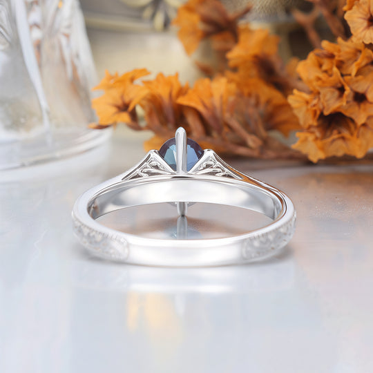 Art Deco Solitaire Oval Alexandrite Engagement Ring Filigreed Prong Setting Wedding Ring For Women -  Esdomera.com
