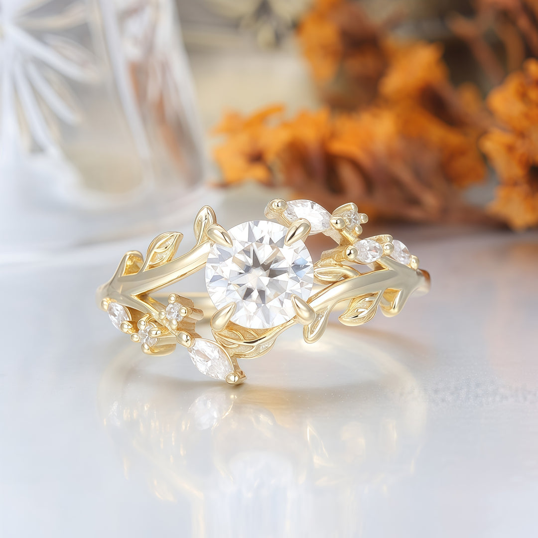 Art Deco Floral Leaf Moissanite Engagement His and Hers Wedding Ring Matching Promise Couple Ring Set For Gift -  Esdomera.com