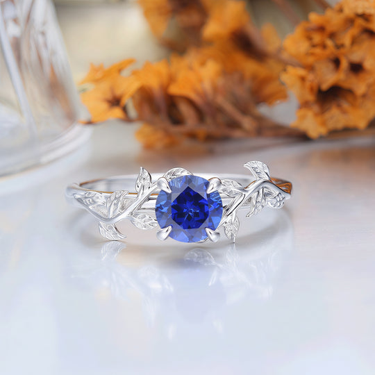 Nature Inspired Leaf Branch Sapphire Bridal Ring Hexagon Cut Sapphire Engagement Ring -  Esdomera.com