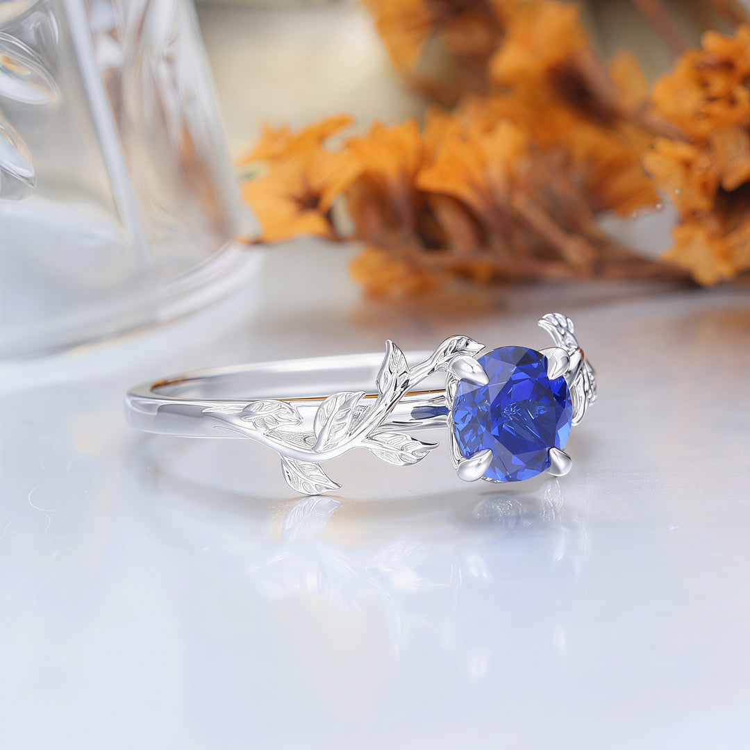 Nature Inspired Leaf Branch Sapphire Bridal Ring Hexagon Cut Sapphire Engagement Ring -  Esdomera.com