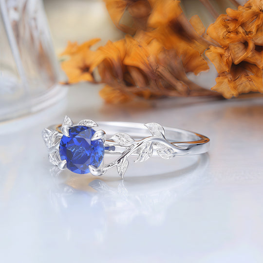 Nature Inspired Leaf Branch Sapphire Bridal Ring Hexagon Cut Sapphire Engagement Ring -  Esdomera.com