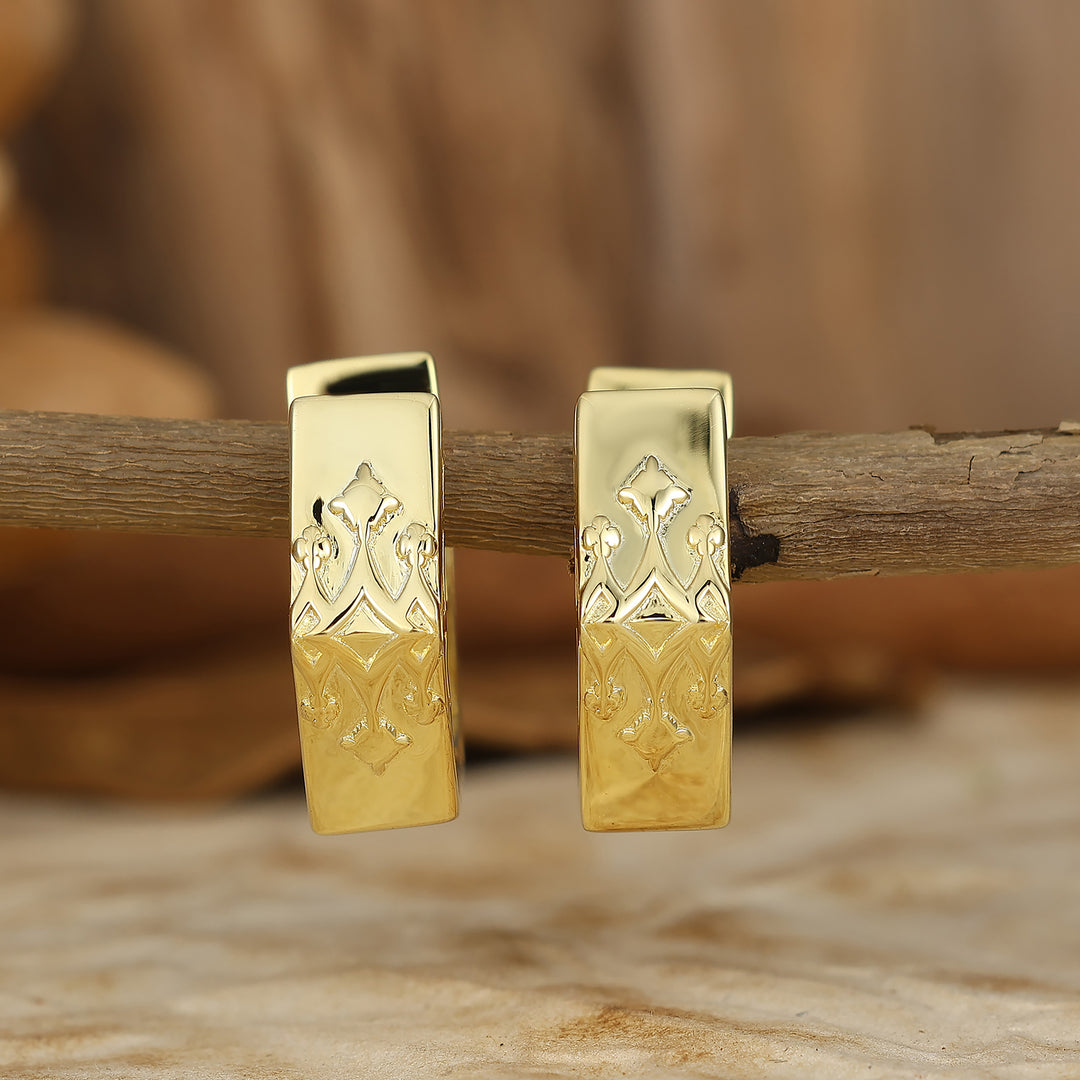 Hollow-Geometric aretes de aro plateados y dorados K huecos para novia vanguardista y matrimonio