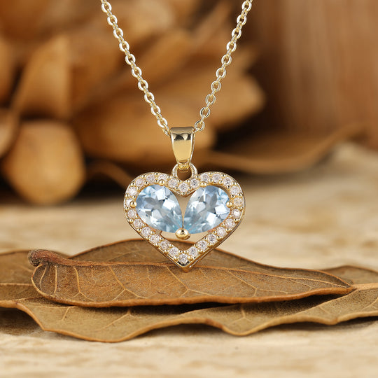 Elegantissimo ciondolo a forma di cuore in agata muschiata con collana regalo per lei Collana da donna in oro massiccio