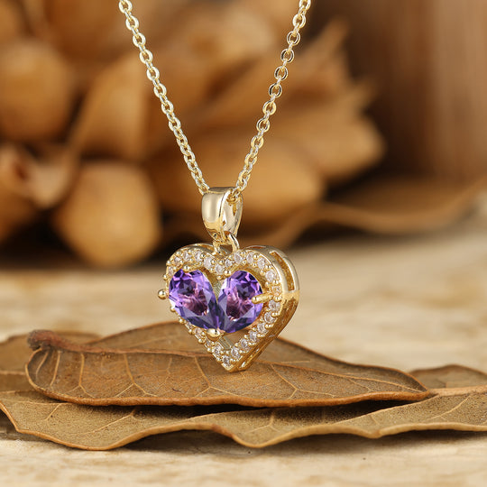 Elegantissimo ciondolo a forma di cuore in agata muschiata con collana regalo per lei Collana da donna in oro massiccio