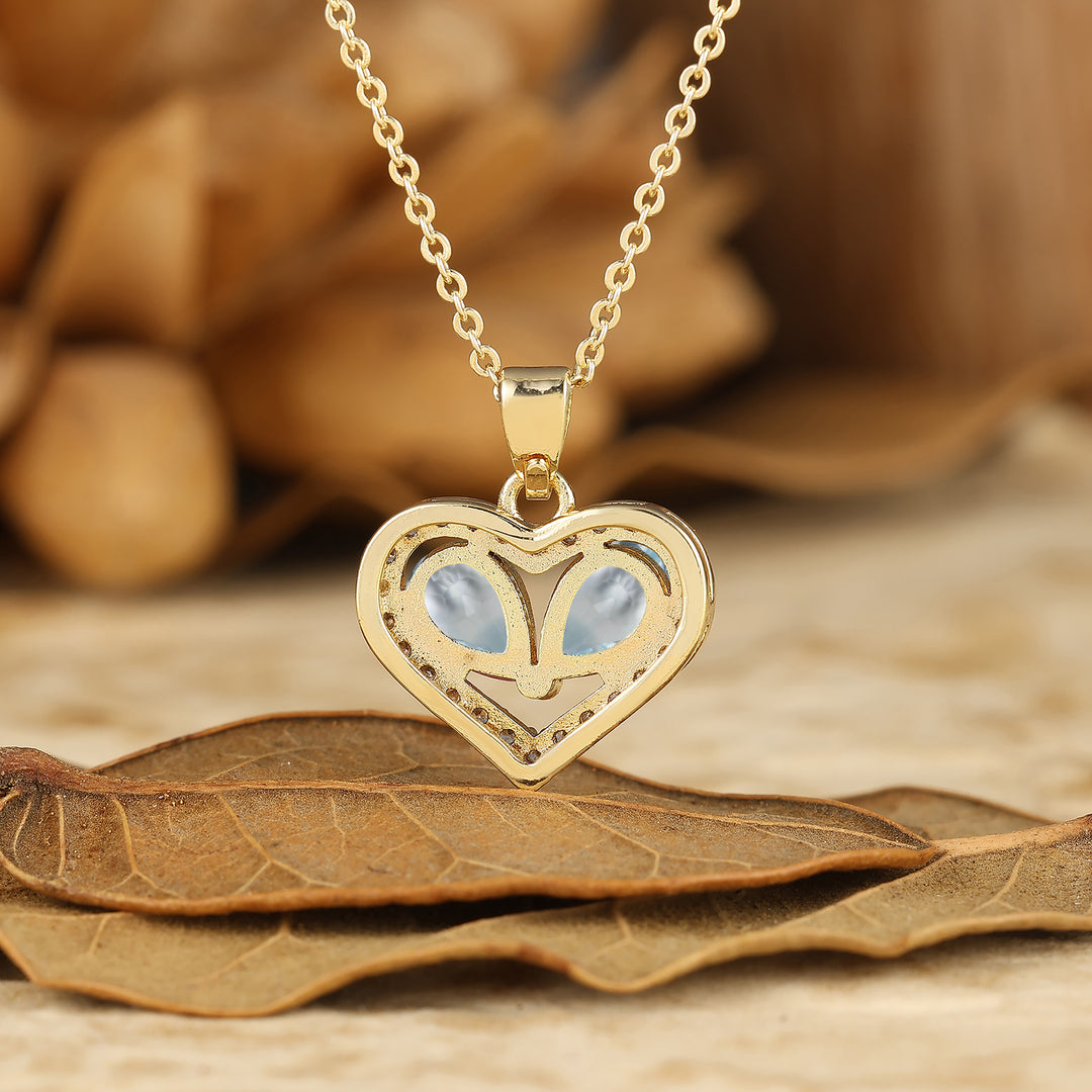 Elegantissimo ciondolo a forma di cuore in agata muschiata con collana regalo per lei Collana da donna in oro massiccio