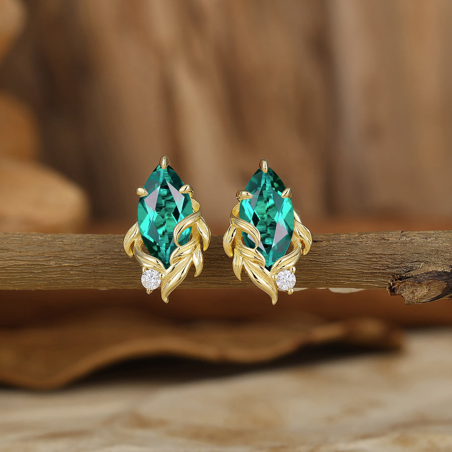 Vintage Marquise Cut Emerald Drop Earrings Halo Dangle Earrings May Birthstone Earrings For Her -  Esdomera.com