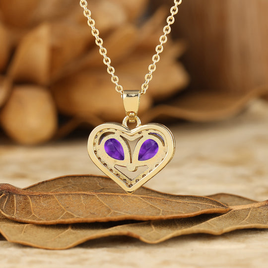 Elegantissimo ciondolo a forma di cuore in agata muschiata con collana regalo per lei Collana da donna in oro massiccio