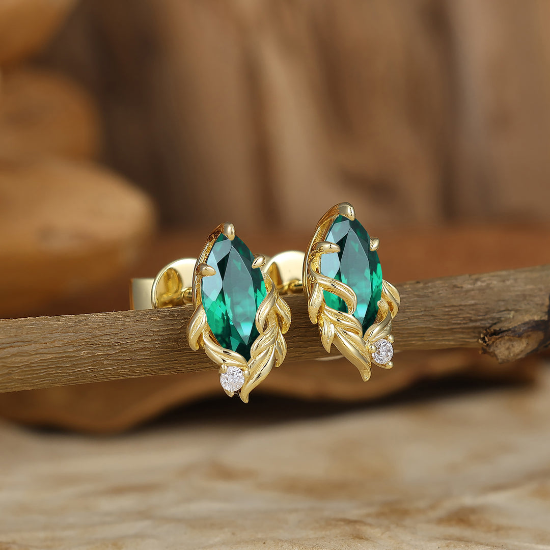 Vintage Marquise Cut Emerald Drop Earrings Halo Dangle Earrings May Birthstone Earrings For Her -  Esdomera.com