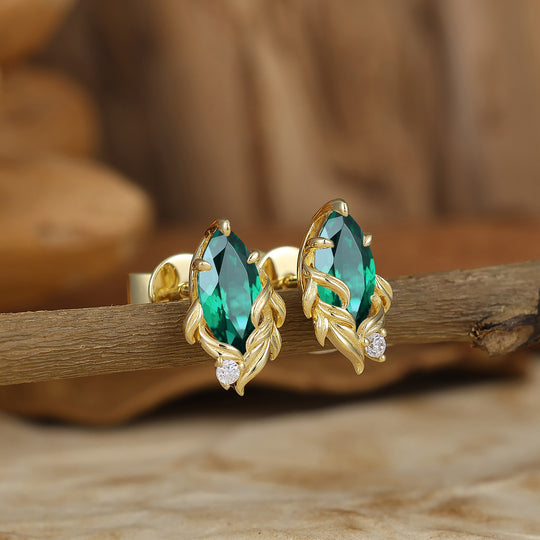 Vintage Marquise Cut Emerald Drop Earrings Halo Dangle Earrings May Birthstone Earrings For Her -  Esdomera.com