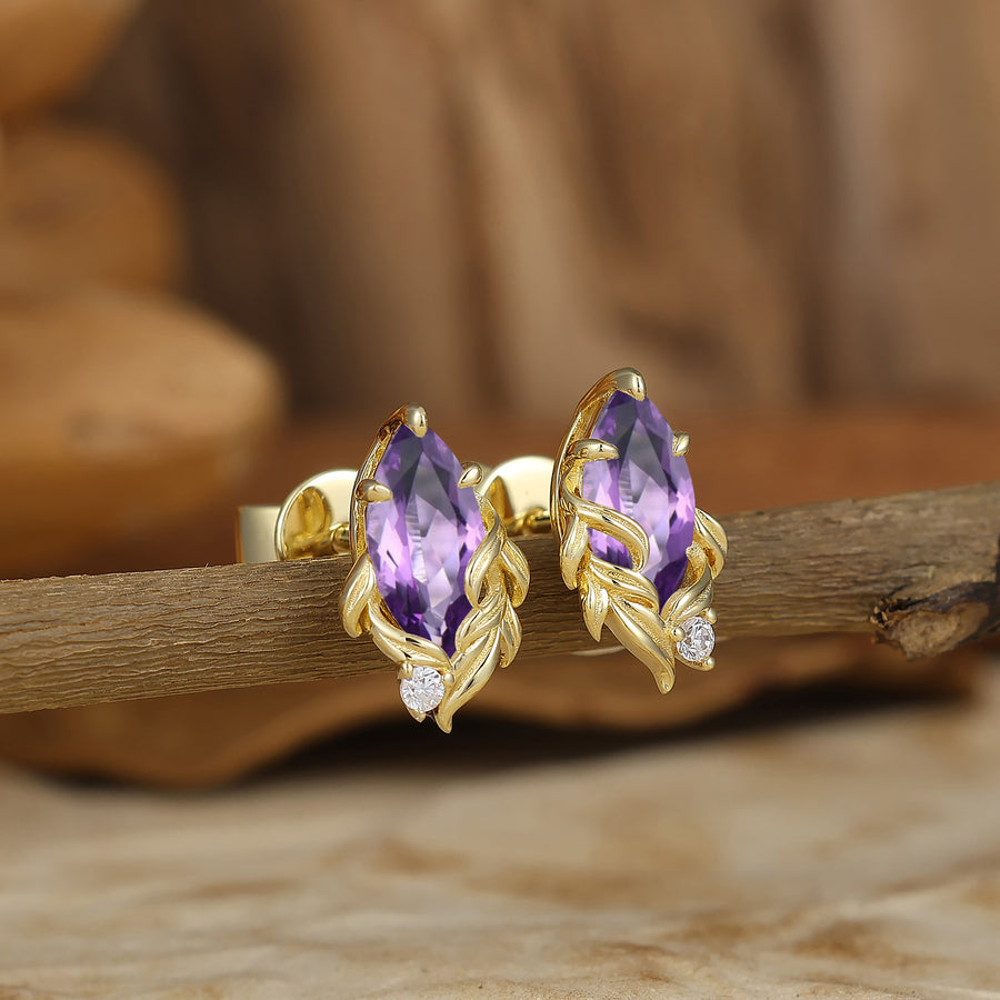 Vintage Marquise Cut Natural  Amethyst Drop Earrings Halo Dangle Earrings May Birthstone Earrings For Her -  Esdomera.com