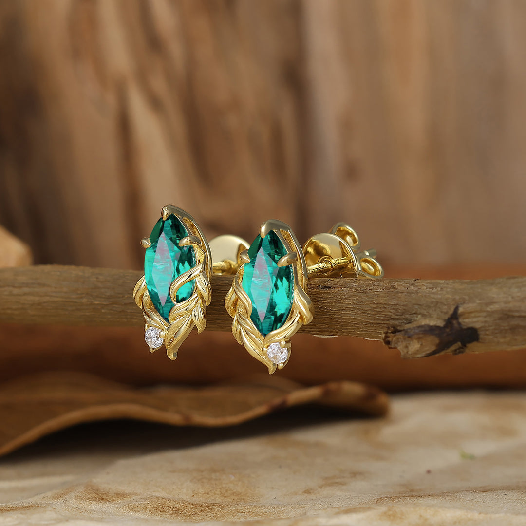 Vintage Marquise Cut Emerald Drop Earrings Halo Dangle Earrings May Birthstone Earrings For Her -  Esdomera.com