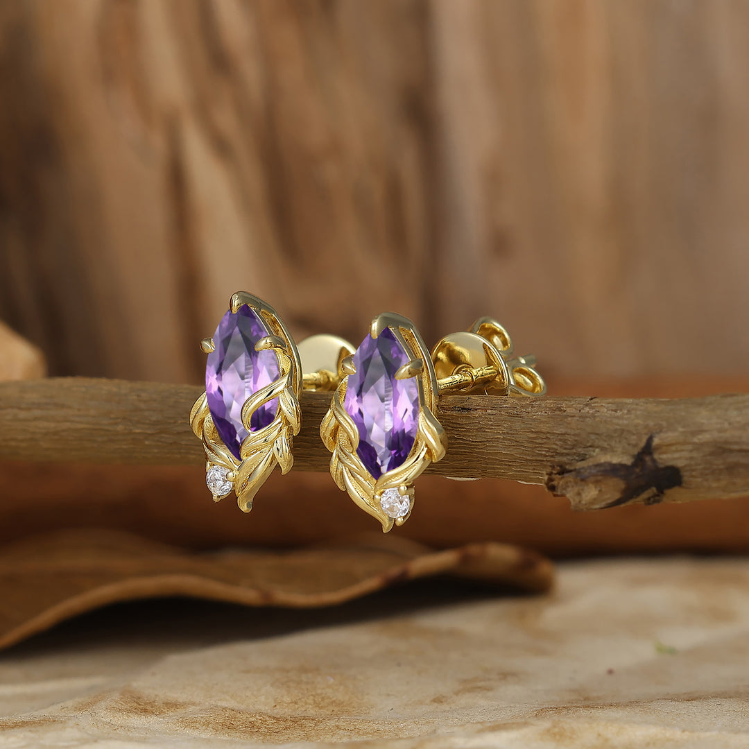 Vintage Marquise Cut Natural  Amethyst Drop Earrings Halo Dangle Earrings May Birthstone Earrings For Her -  Esdomera.com