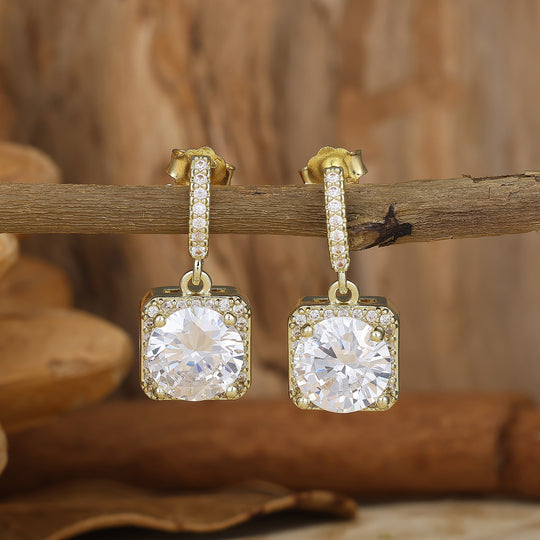 Vintage Round Moissanite Dangle Drops Halo Earrings Filigree Earrings For Her -  Esdomera.com
