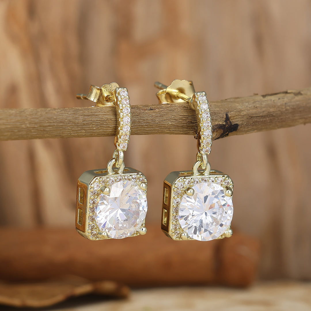 Vintage Round Moissanite Dangle Drops Halo Earrings Filigree Earrings For Her -  Esdomera.com