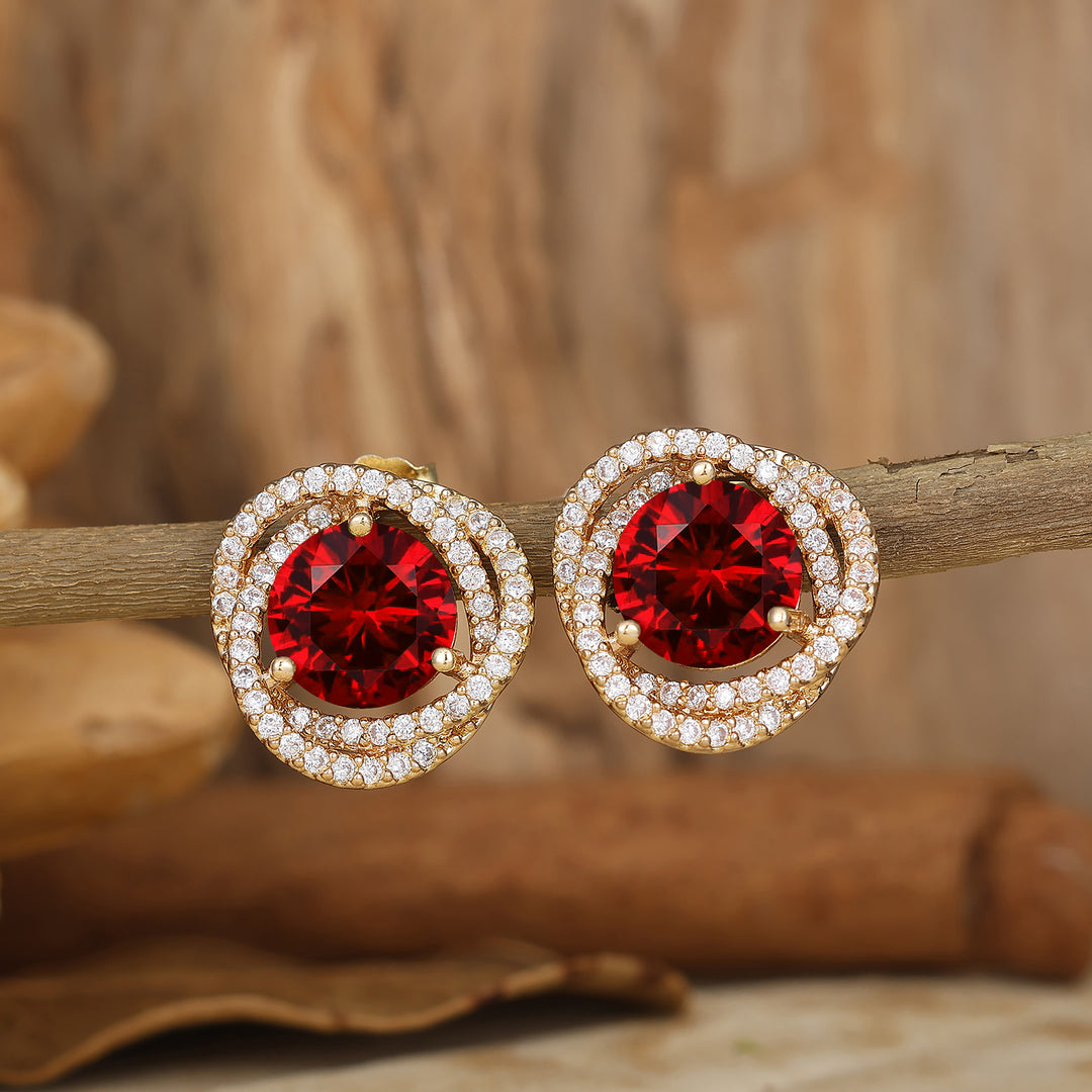 Art Deco Round Ruby Criss Cross Stud Earrings Dainty Pavé Women Earrings -  Esdomera.com