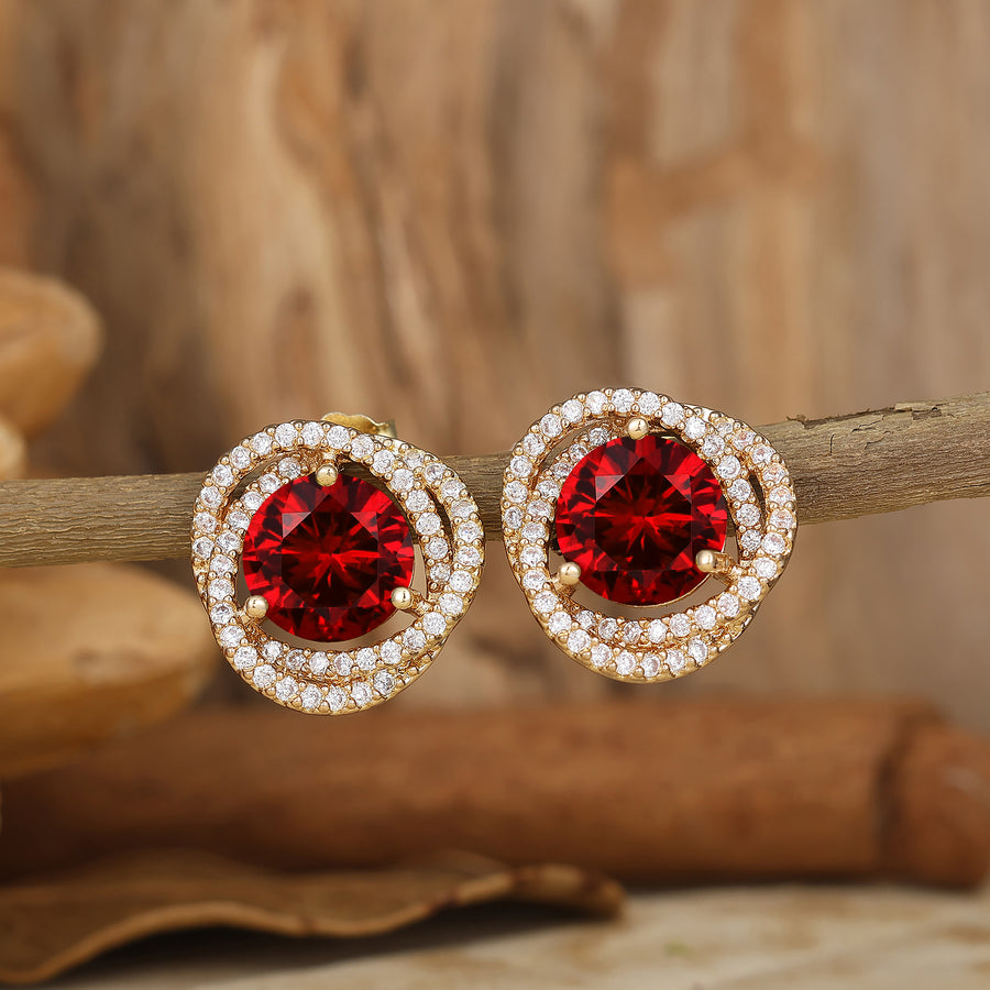 Art Deco Round Ruby Criss Cross Stud Earrings Dainty Pavé Women Earrings -  Esdomera.com