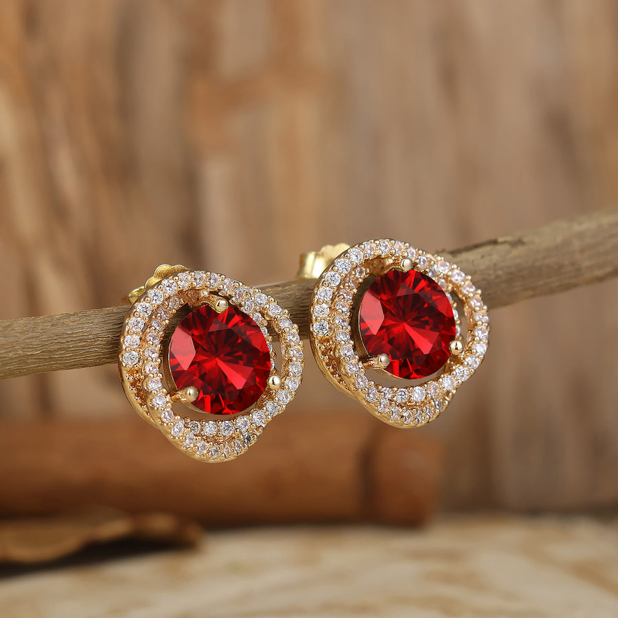 Art Deco Round Ruby Criss Cross Stud Earrings Dainty Pavé Women Earrings -  Esdomera.com