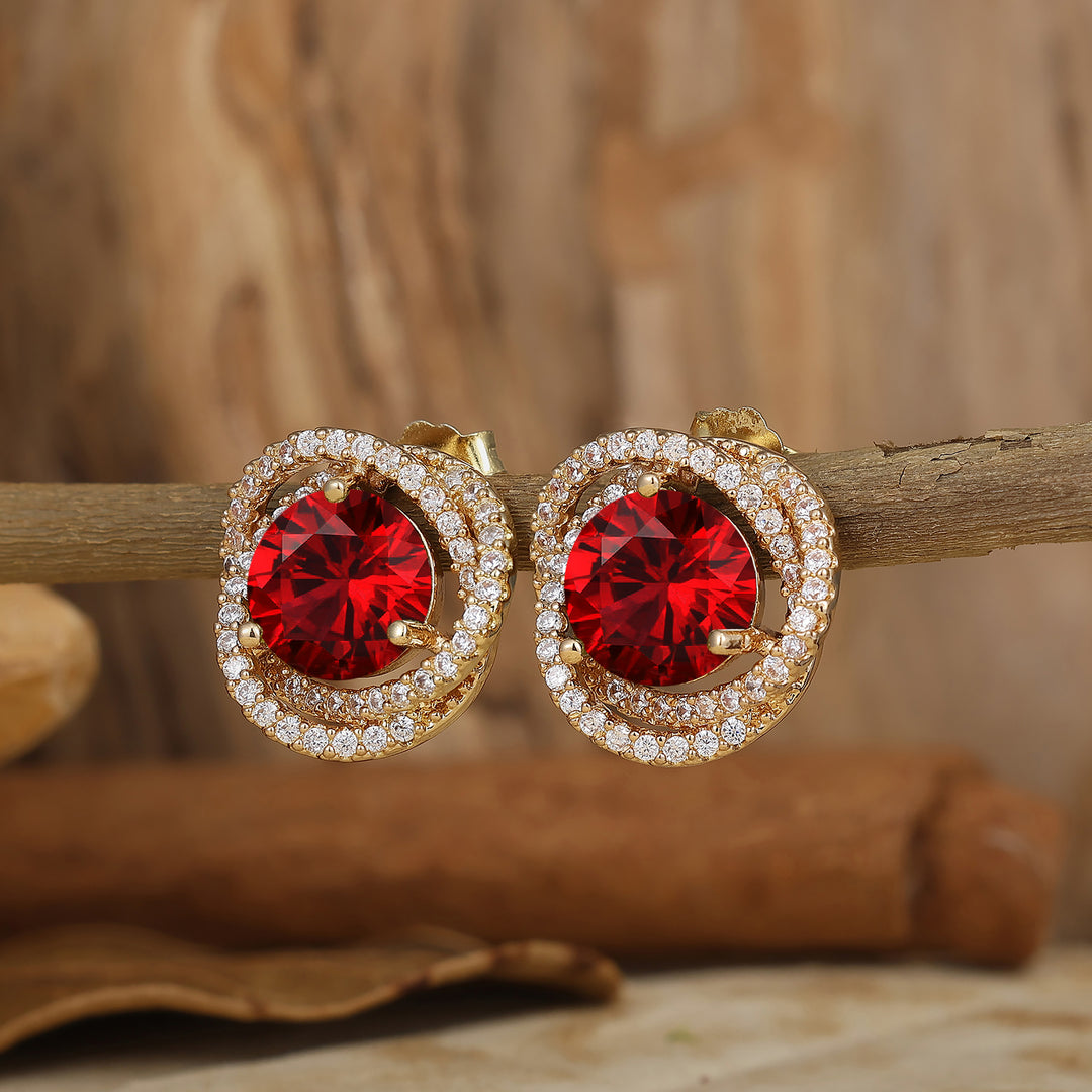 Art Deco Round Ruby Criss Cross Stud Earrings Dainty Pavé Women Earrings -  Esdomera.com