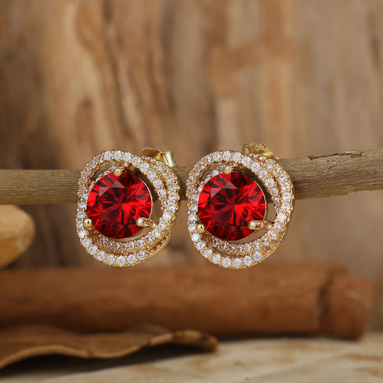 Art Deco Round Ruby Criss Cross Stud Earrings Dainty Pavé Women Earrings -  Esdomera.com