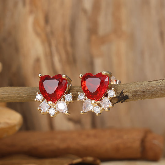 Delicate Heart Cut Ruby Stud Earrings 925 Sterling Silver Earrings For Women -  Esdomera.com