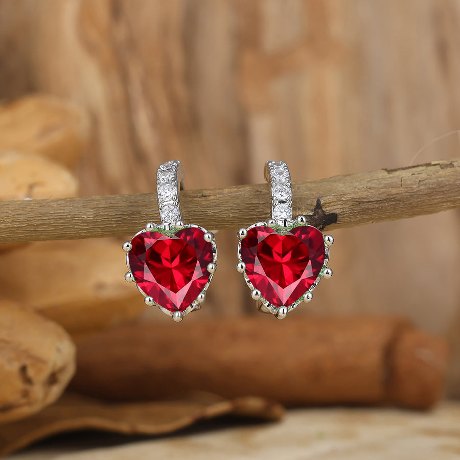 Heart Ruby Hoop Earrings 14K Solid Gold Huggie Hoops July birthstone Gift For Her -  Esdomera.com